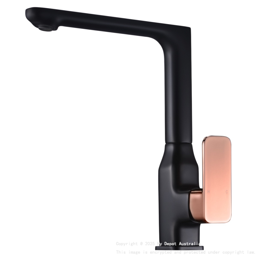 Seto Sink Mixer Black & Rose Gold Handle