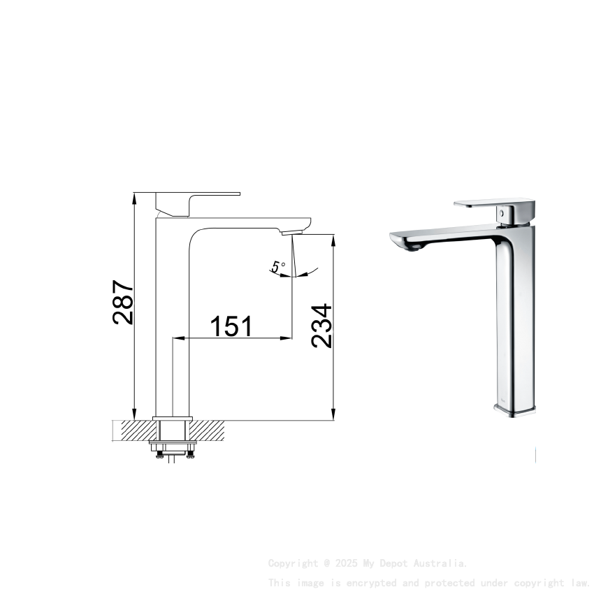 Seto High Rise Basin Mixer Chrome
