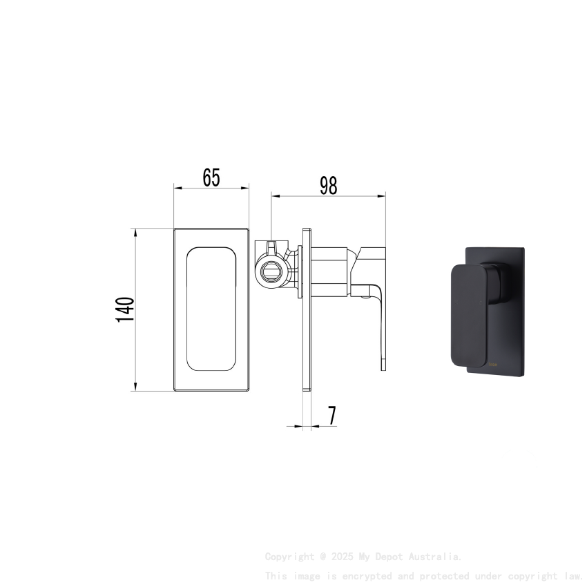 Seto Wall Mixer with Diverter Matt Black