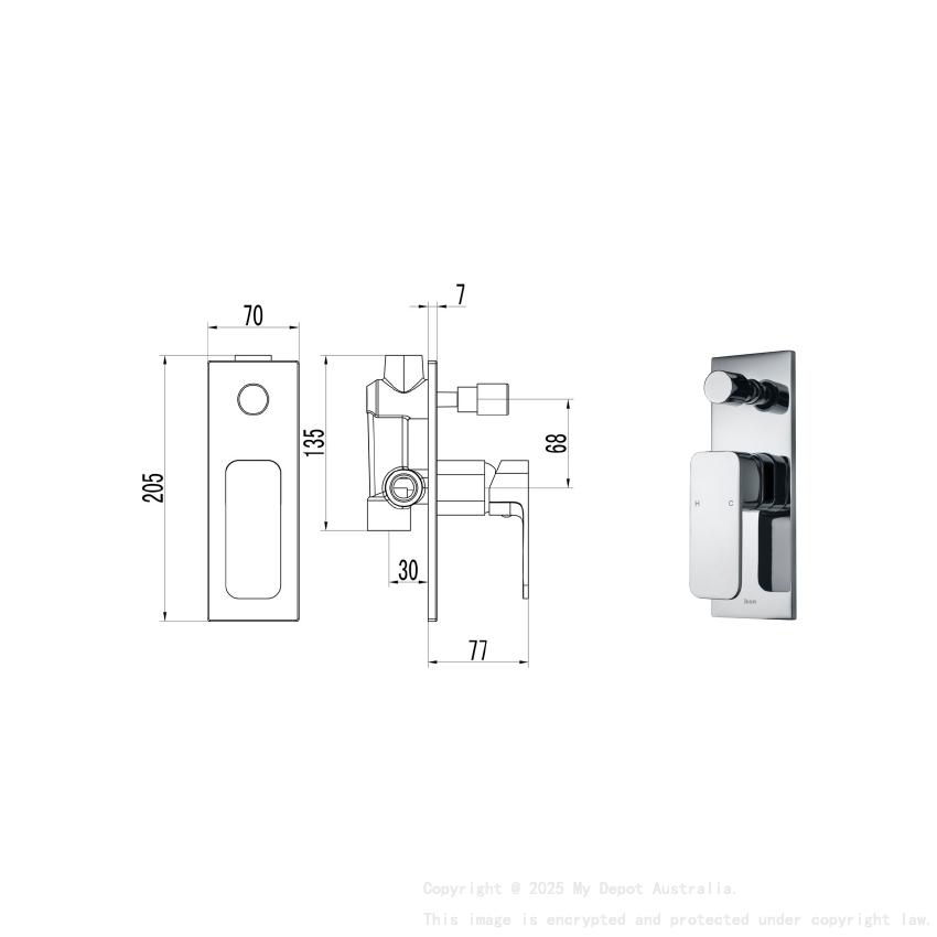 Seto Wall Mixer with Diverter Chrome