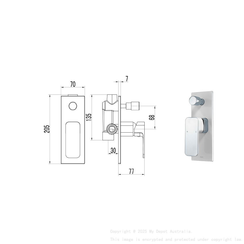 Seto Wall Mixer with Diverter Chrome & White