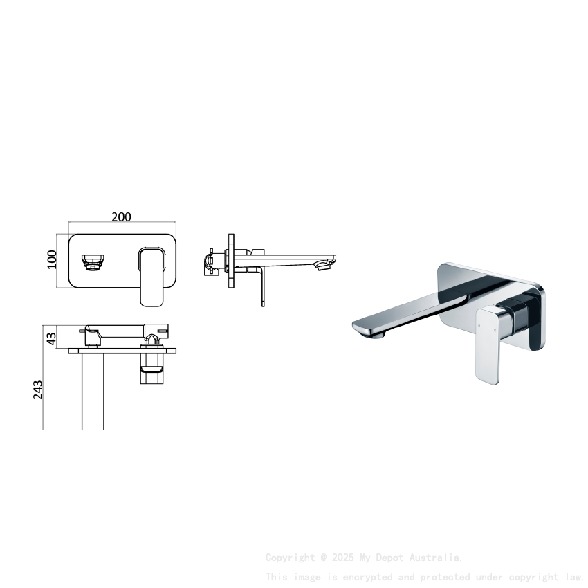 Seto Wall Basin Mixer Chrome