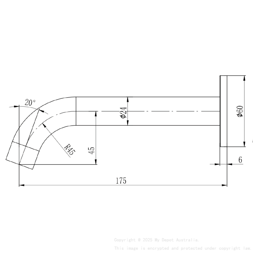 Soko Spout Brushed Gold,60mm cover plate