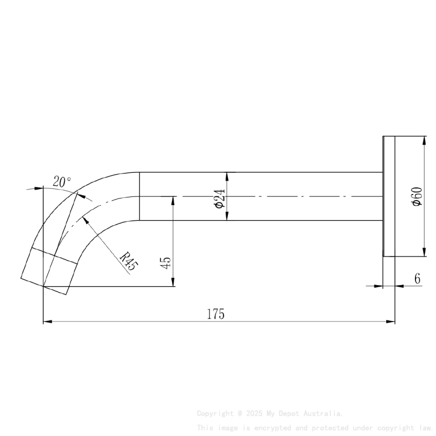 Soko Spout Matt Black,60mm cover plate