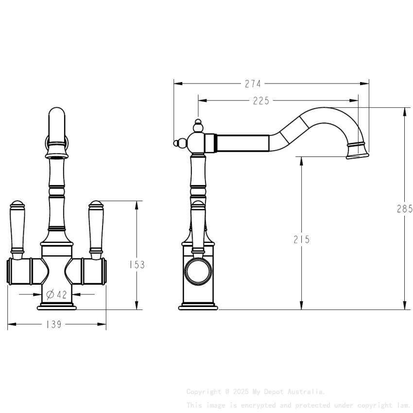 Clasico Twin Handle Sink Mixer Ceramic Handle Chrome