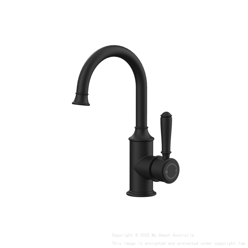 Clasico Gooseneck Basin Mixer in Matt Black