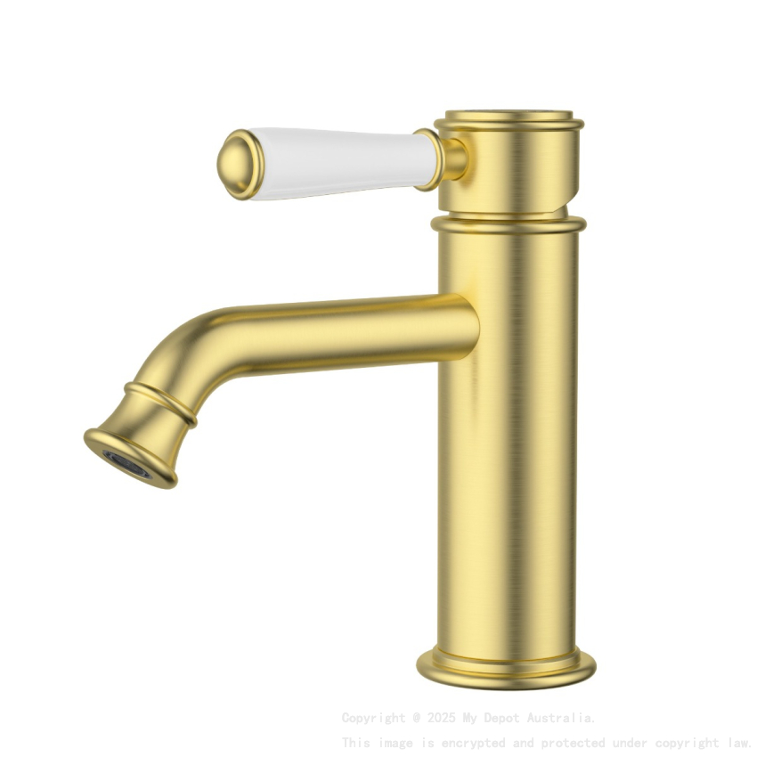 Clasico New Basin Mixer Ceramic Handle Brushed Gold