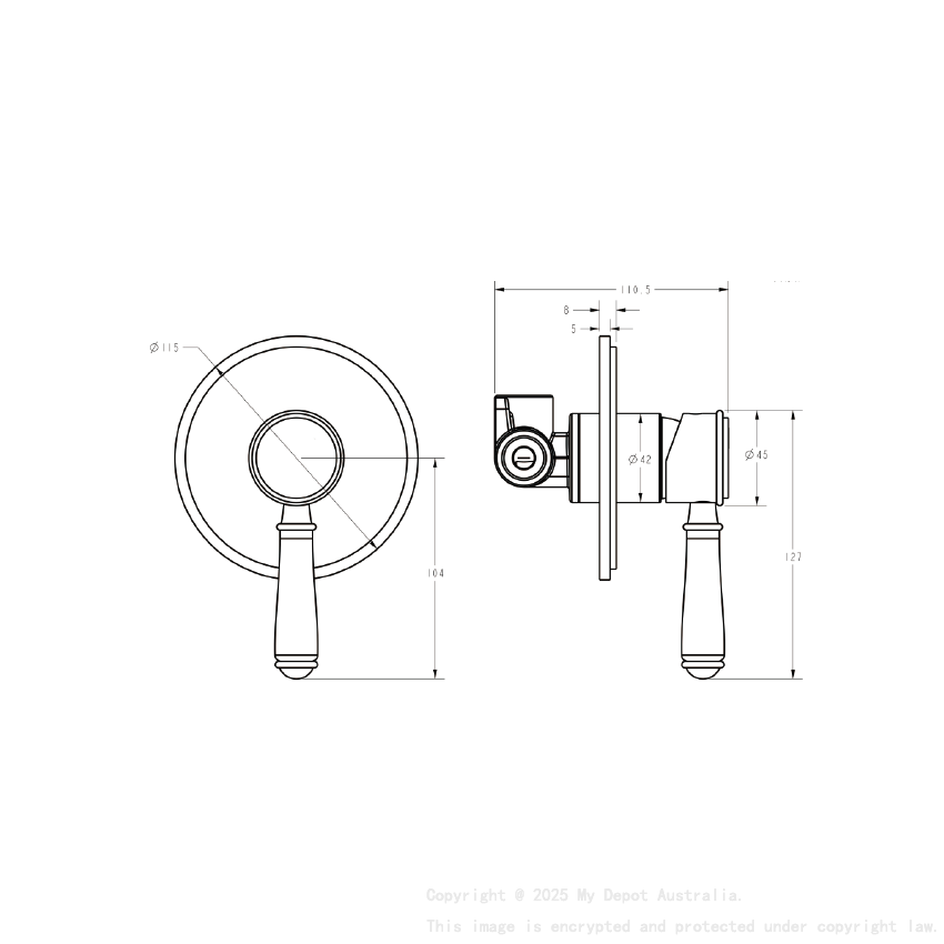 Clasico Wall Mixer Trim Kits Ceramic handle Chrome