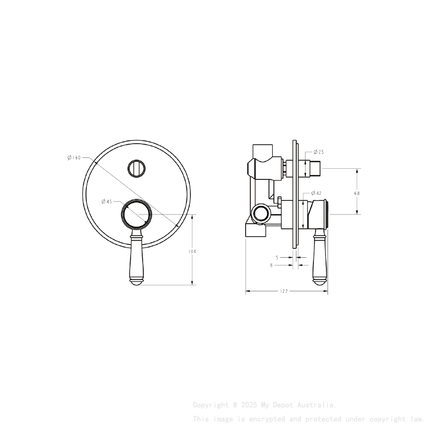 Clasico Wall Diverter Mixer Trim Kits in Brushed Nickel