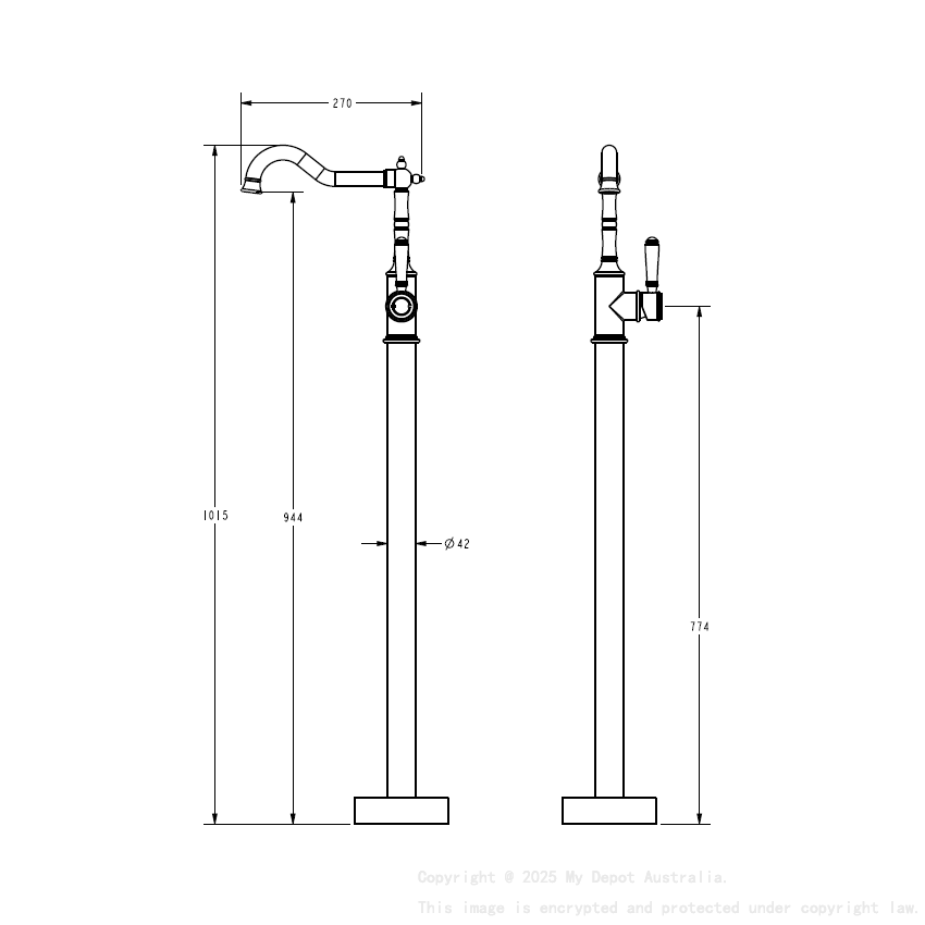 Clasico Free Standing Bath Mixer Brushed Nickel