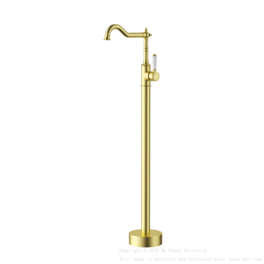 Clasico Free Standing Bath Mixer Brushed Gold With Ceramic Handle