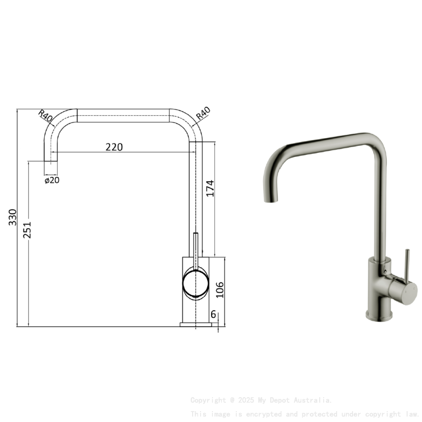 Hali Square Neck Sink Mixer Brushed Nickel