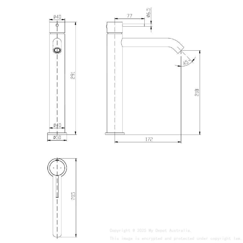 Hali High Rise Basin mixer Brushed Gold