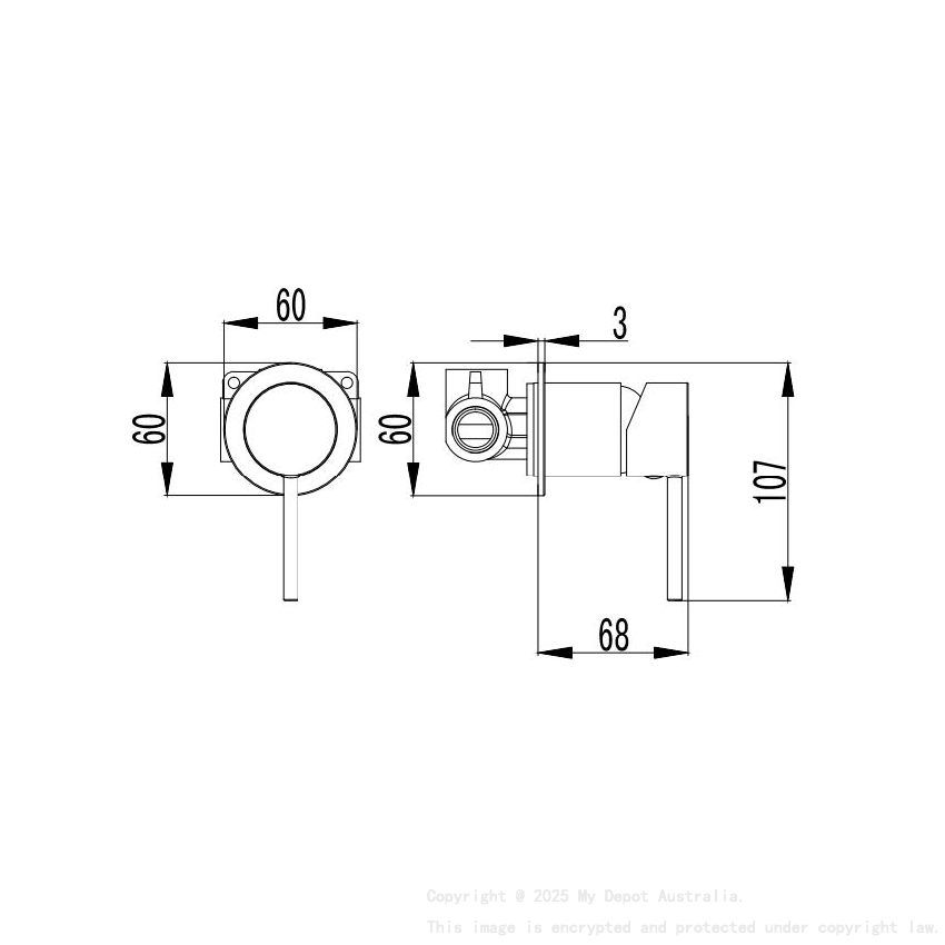 IKON-Hali Wall Mixer Brushed Gold with 60mm Cover Plate