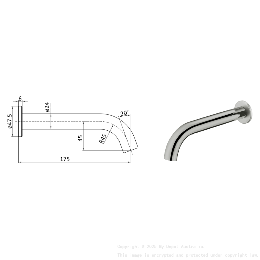 Hali Curve Bath Spout Brushed Nickel