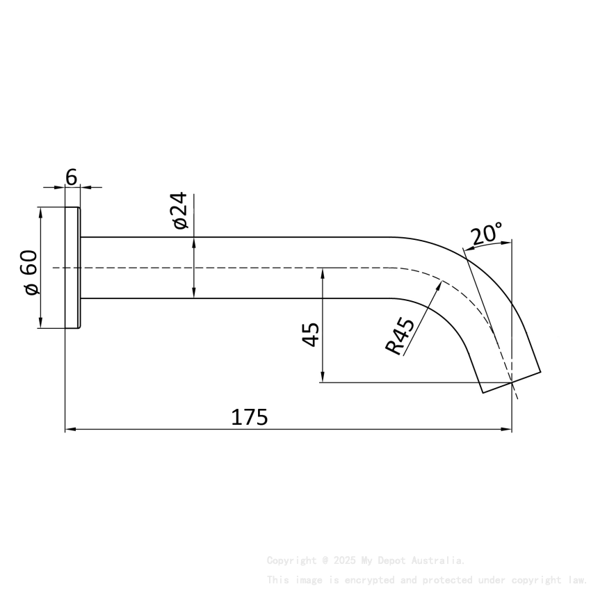 Hali Bath Spout Gun Metal,60mm Cover Plate