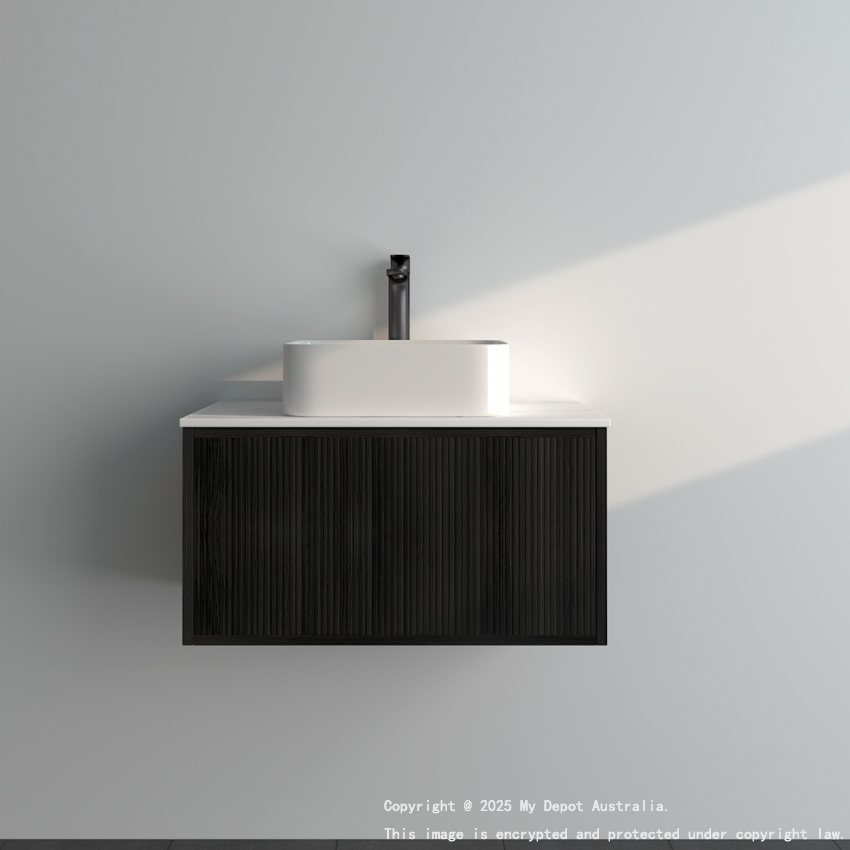 740mm Kiama Bottega Oak 1/DW Narrow Fluted Wall Hung Vanity Cabinet Only