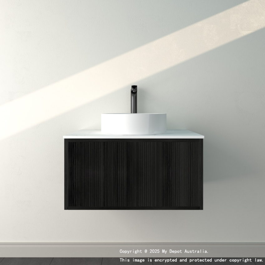 740mm Kiama  Bottega Oak 1 Drawer Fluted Wall Hung Vanity Cabinet Only