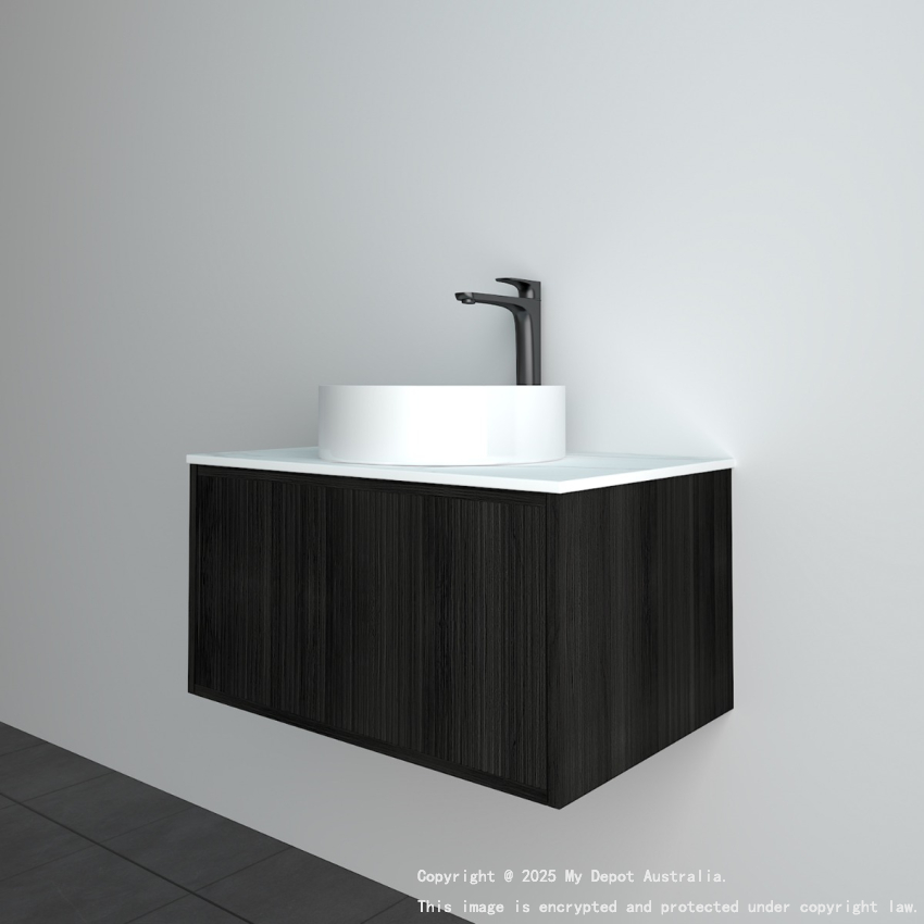 740mm Kiama  Bottega Oak 1 Drawer Fluted Wall Hung Vanity Cabinet Only