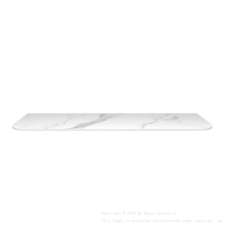1500mm White Marble Look Sintered Stone Top Matte Finish Rounded Corner Benchtop Rounded Corner