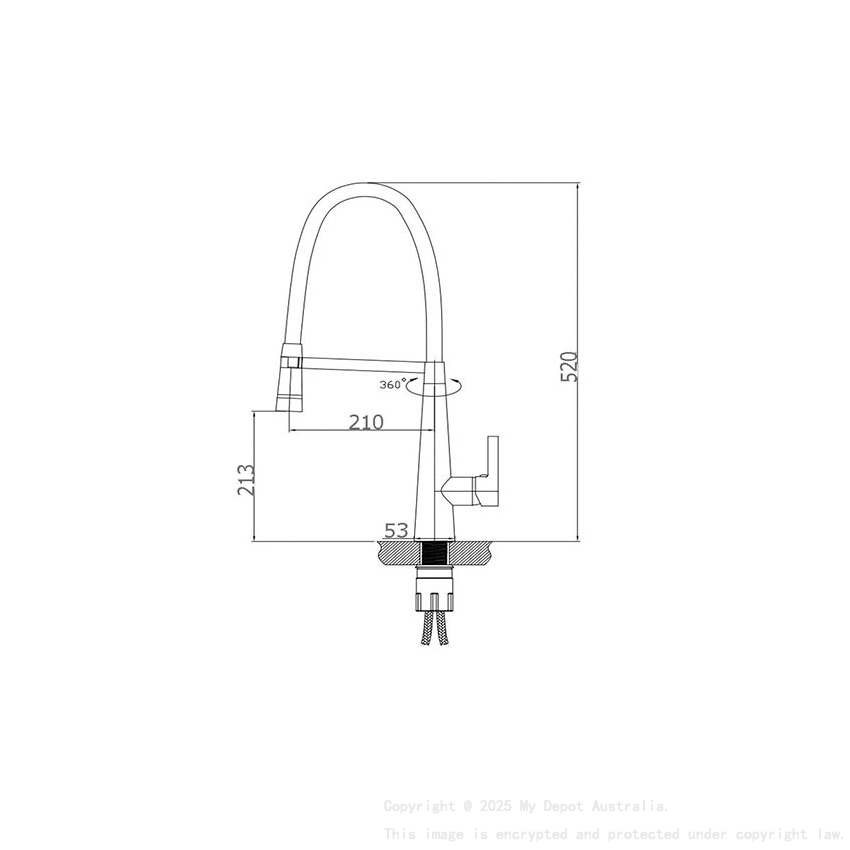 Chrome Designer Gooseneck Pull Out Kitchen Mixer With LED