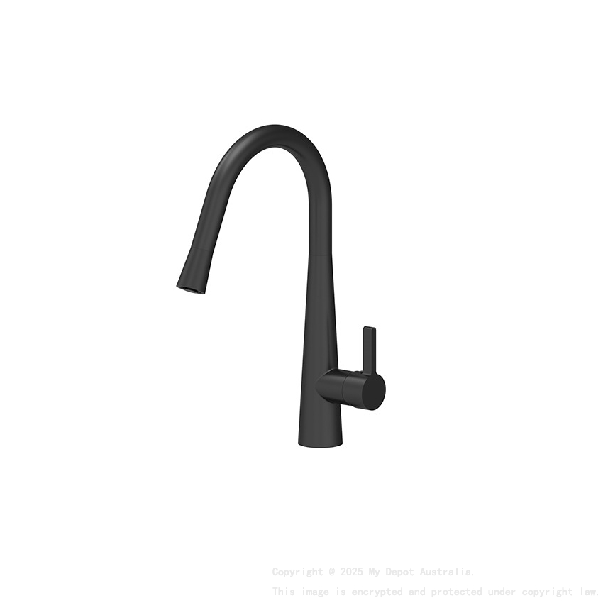 Matte Black Designer Gooseneck Pull Out Kitchen Mixer