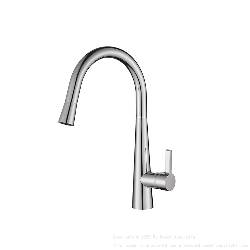 Designer Gooseneck Pull Out Kitchen Mixer Chrome