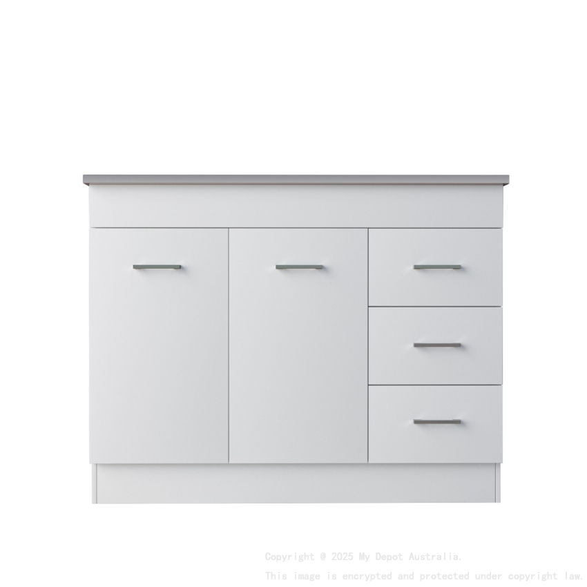 1200MM Gloss White PVC Bathroom Vanity 3R/DW  Free Standing With Kicboard Vanity