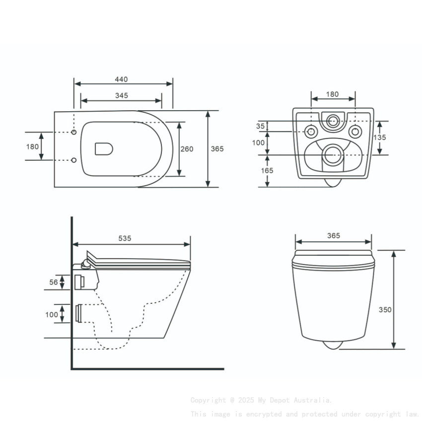 Agena R&T Inwall Wall Hung Toilet Suite Pan:Gloss White Rimless Wall Hung Pan