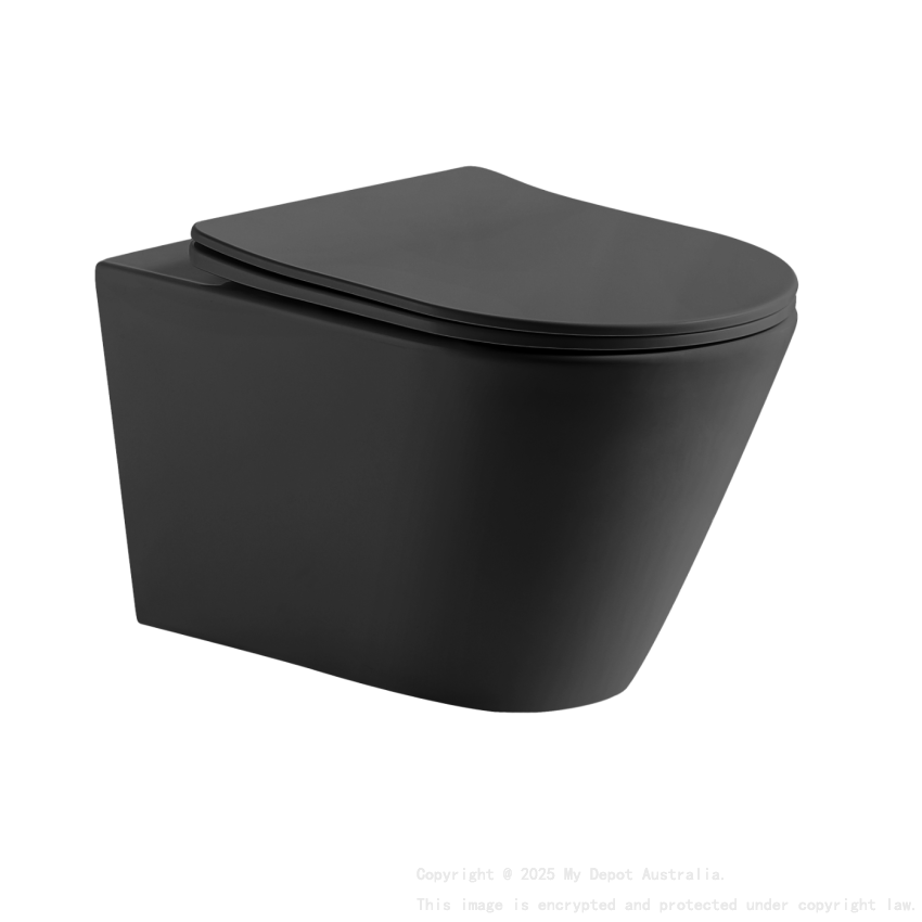 520*360*350mm Matte Black Agena Tonardo Rimless Flush Wall Hung Pan