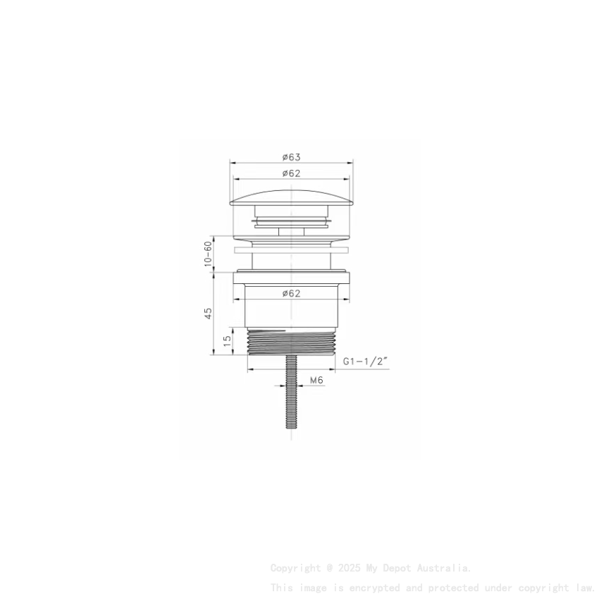 40mm Non Overflow Pop Up Waste Matte Black