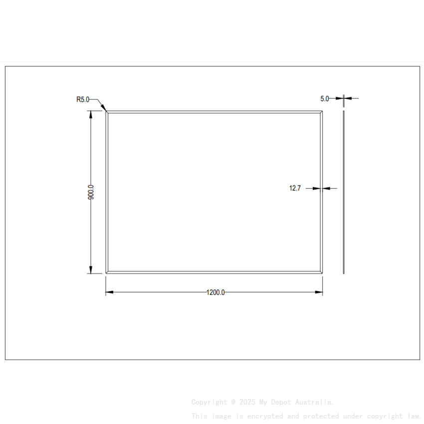 1200X900X5mm Recta Bevel Edge Mirror