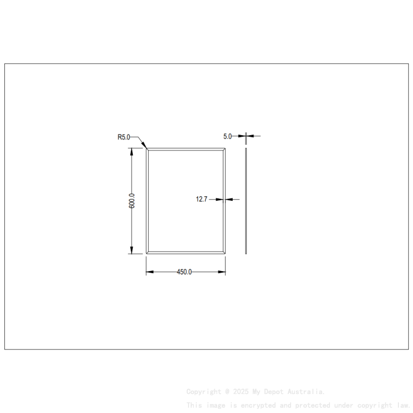 450X600X5mm Recta Bevel Edge Mirror