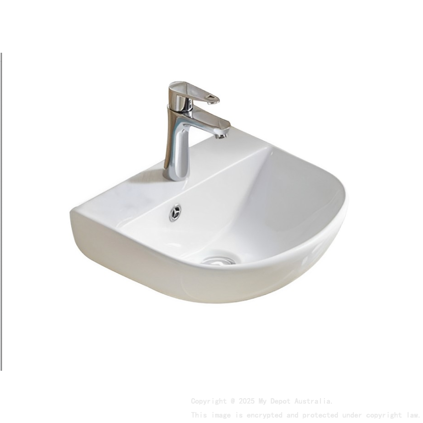 440*369*175mm Gloss White Carrida Fine Ceramic Wall Hung Basin Overflow 32mm Waste