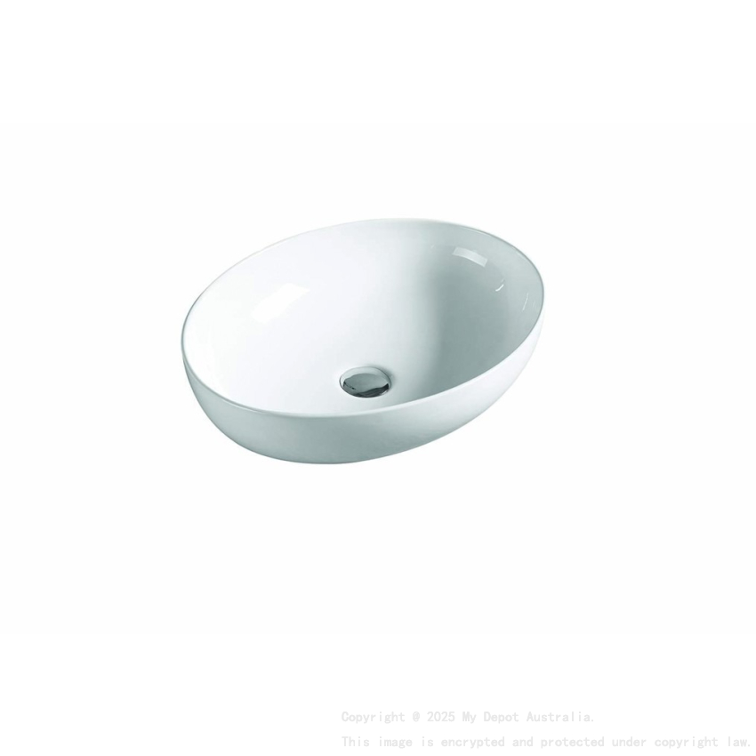 520*395*130mm Gloss White Carey Fine Ceramic Above Counter Basin No Overflow 32mm Waste