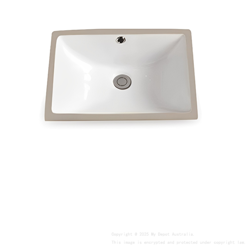 460*335*190mm Gloss White Crete Fine Ceramic Under Counter Basin With Overflow 32mm Waste