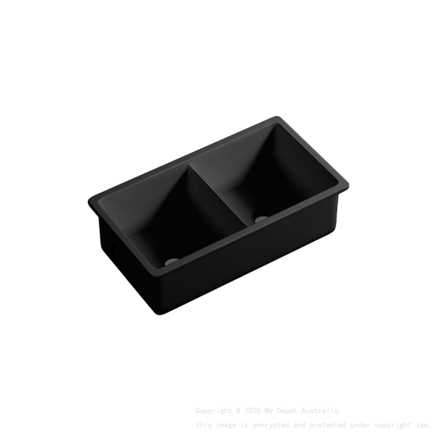 Size:813*483*254mm Matte Black Procida Fine Fireclay Inset/Undermount Sink Double Bowl Grid And Waste Included