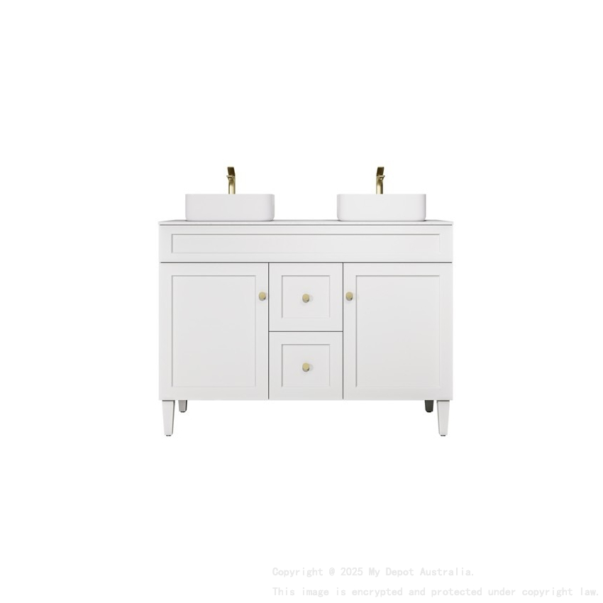 1190X455X860mm Matte White Harold Federation Free Standing PVC Cabinet For Double Bowl