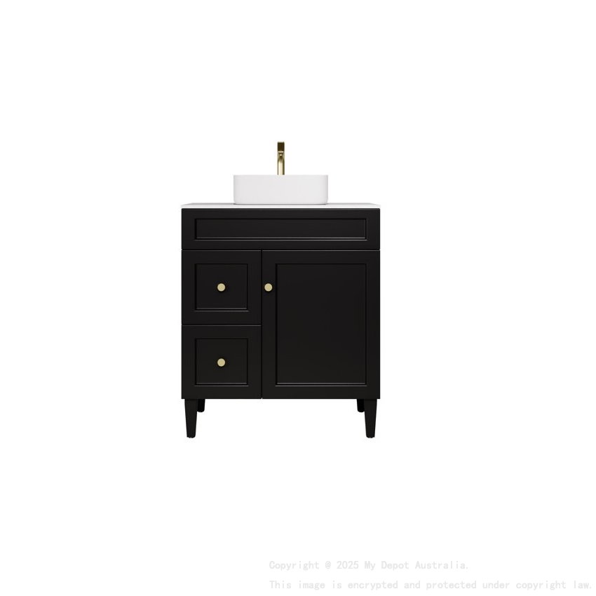 740X455X860 Matte Black Harold Federation Free Standing PVC Cabinet Left Hand Drawers