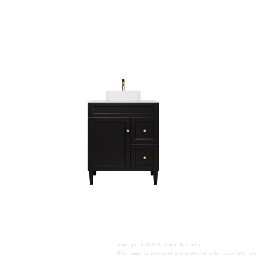 740X455X860 Matte Black Harold Federation Free Standing PVC Cabinet Right Hand Drawers