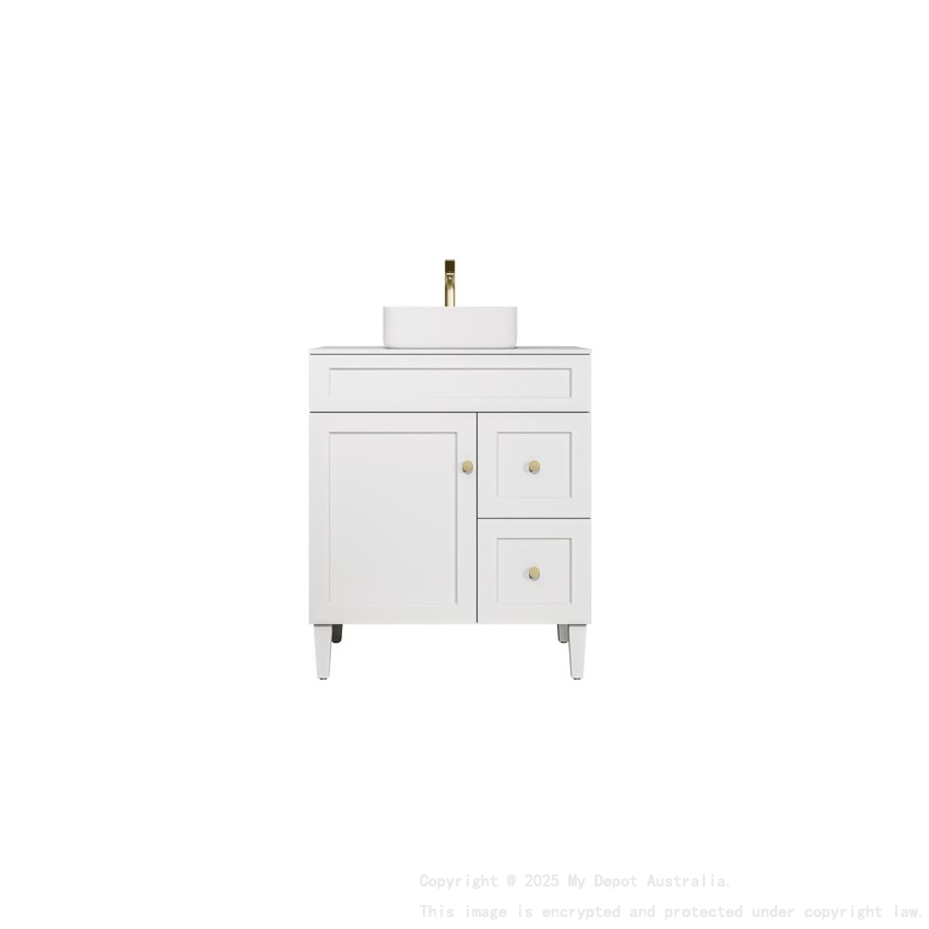 740X455X860mm Matte White Harold Federation Free Standing PVC Cabinet Right Hand Drawers