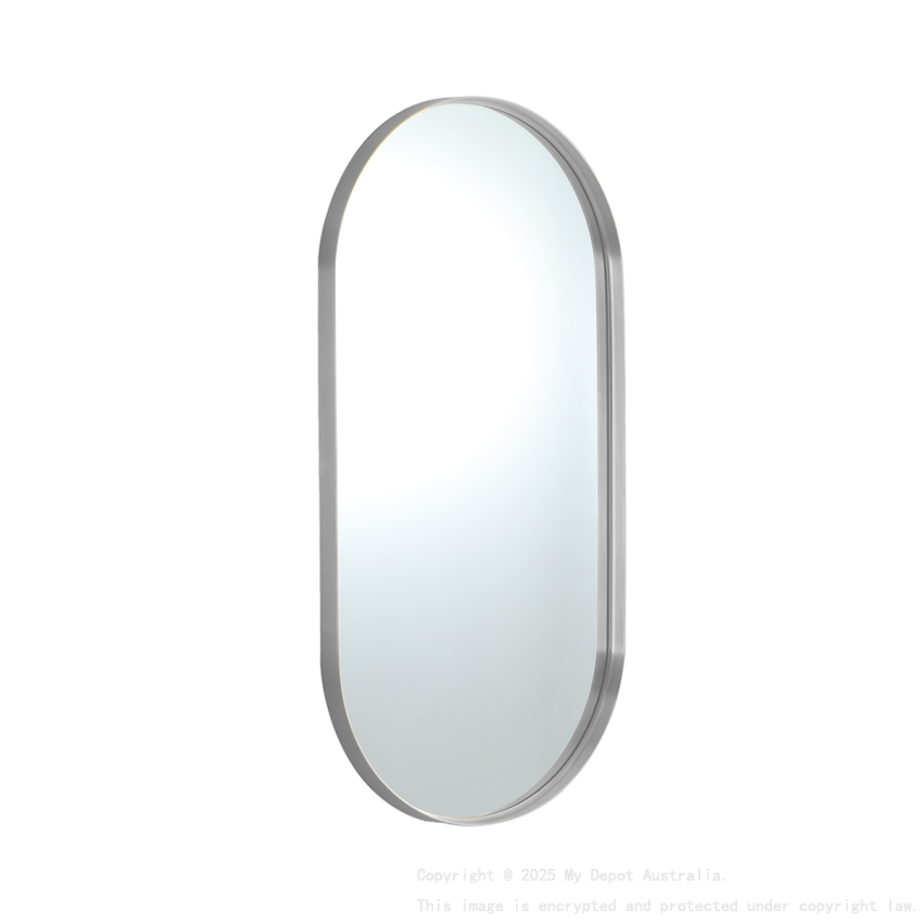 600X1500X35mm Brushed Nickel Ellips Frame Mirror