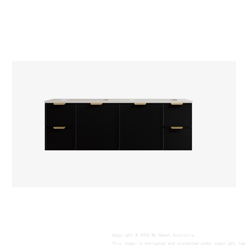 1490*455*560mm Matte Black Madura Federation Wall Hung PVC Cabinet