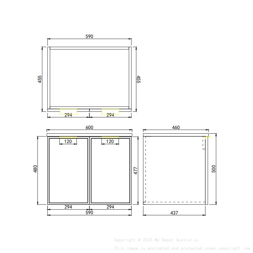 590*455*560mm Matte White Madura Federation Wall Hung PVC Cabinet