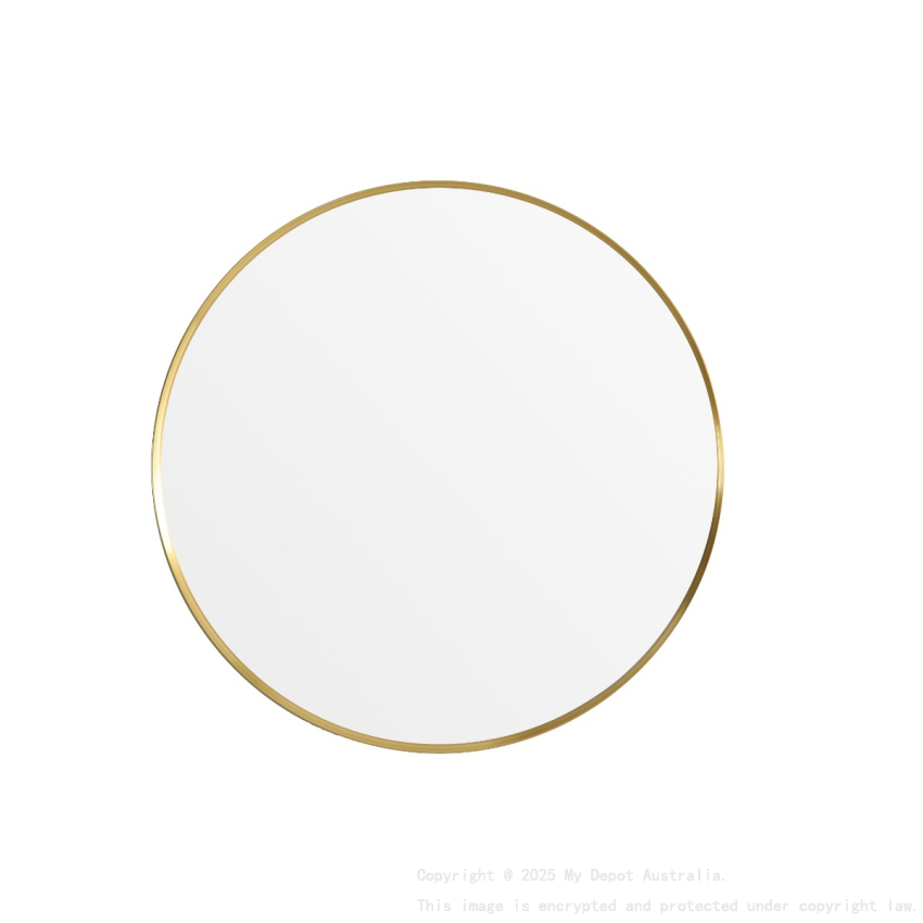 800X800X35mm Burshed Gold Orbis Frame Mirror