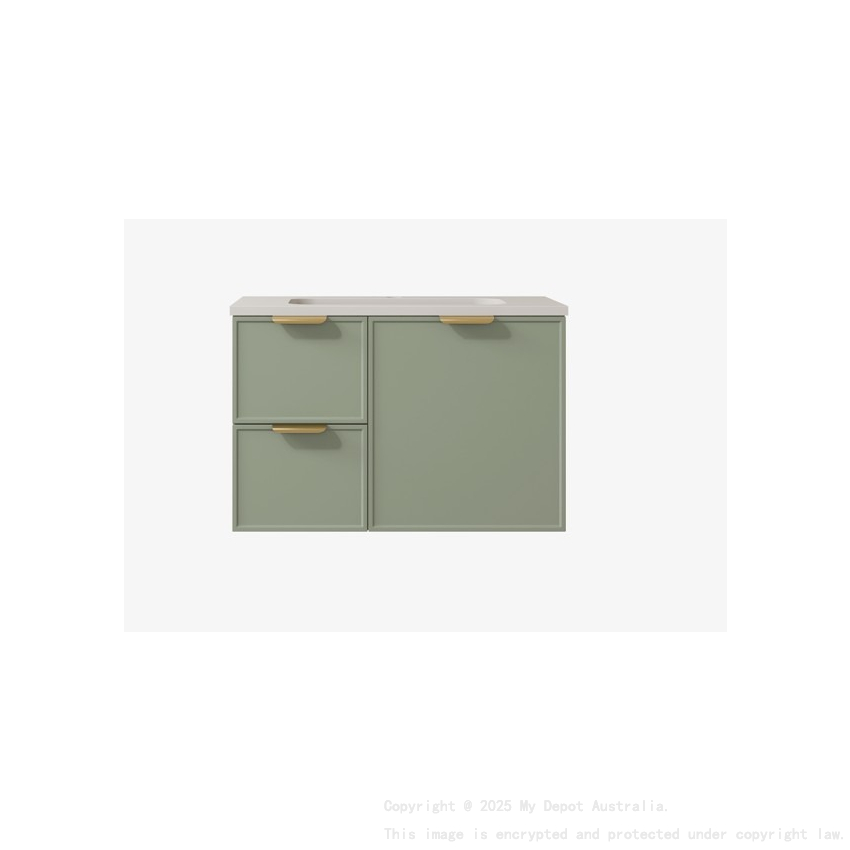 740*455*560mm Olive Green Madura Federation Wall Hung PVC Cabinet Left Hand Drawers