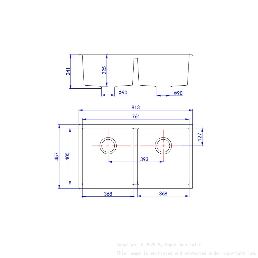 Size:813*457*241mm Bowl:761*405*241mm Matte Black Crete Granite Sink Double Bowl