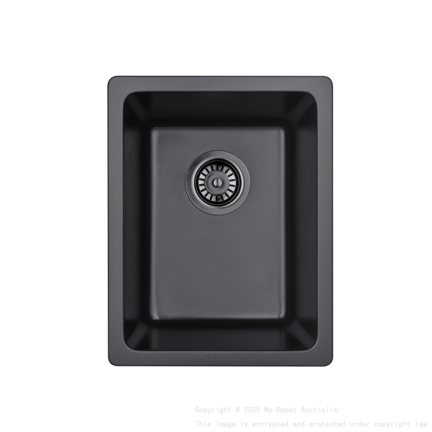 Size:350*450*235mm Bowl:400X300X235mm Matte Black Crete Granite Sink Single Bowl