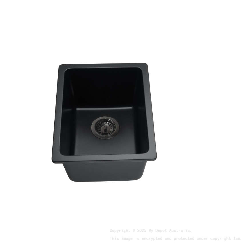 Size:350*450*235mm Bowl:400X300X235mm Matte Black Crete Granite Sink Single Bowl
