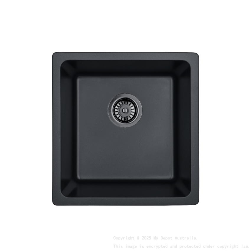 Size:430*450*235mm Bowl:397X380X235mm Matte Black Crete Granite Sink Single Bowl
